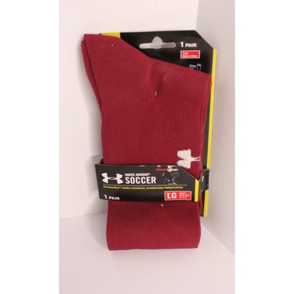 UA Soccer Socks ArmourDry L Men's Maroon Crimson Red 9-12.5 1 Pair Vintage - Picture 8 of 8